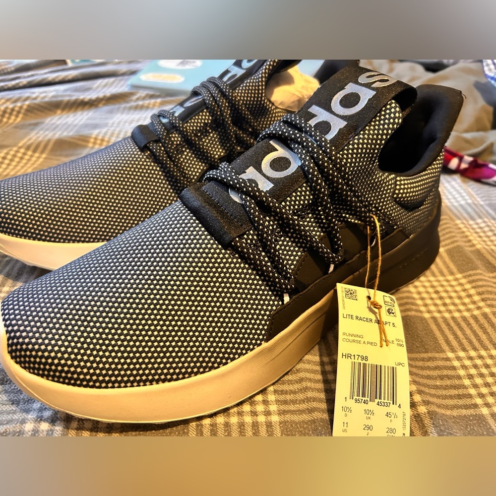 Adidas Men's Black and White lite racer adapt Sneakers